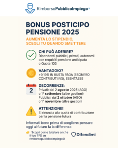Elenco riassuntivo dei punti Bonis posticipo pensione 2025
