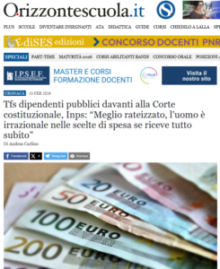 Screenshot articolo giornale "Orizzonte Scuola"